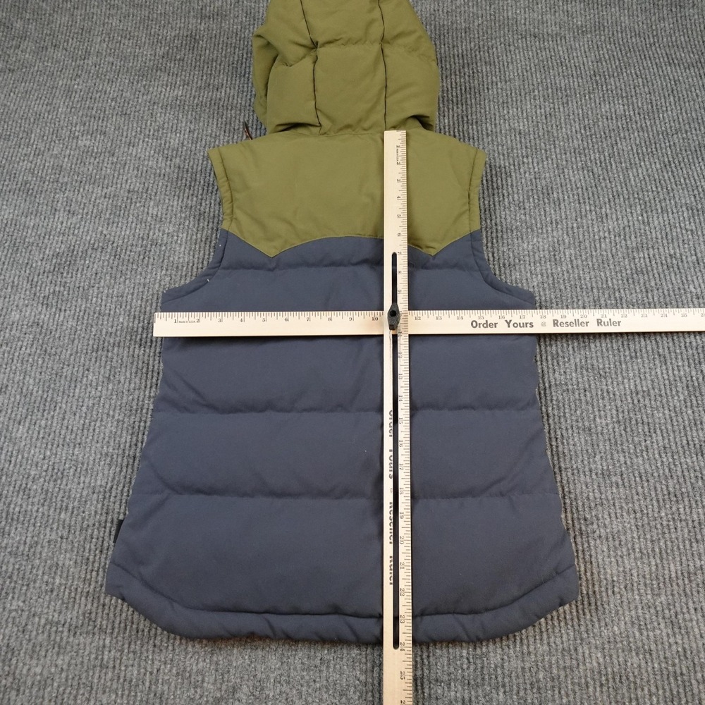 Patagonia Bivy Hooded Puffer Vest Womens Small Gray Quilted Down Snap 27746 - Picture 7 of 10